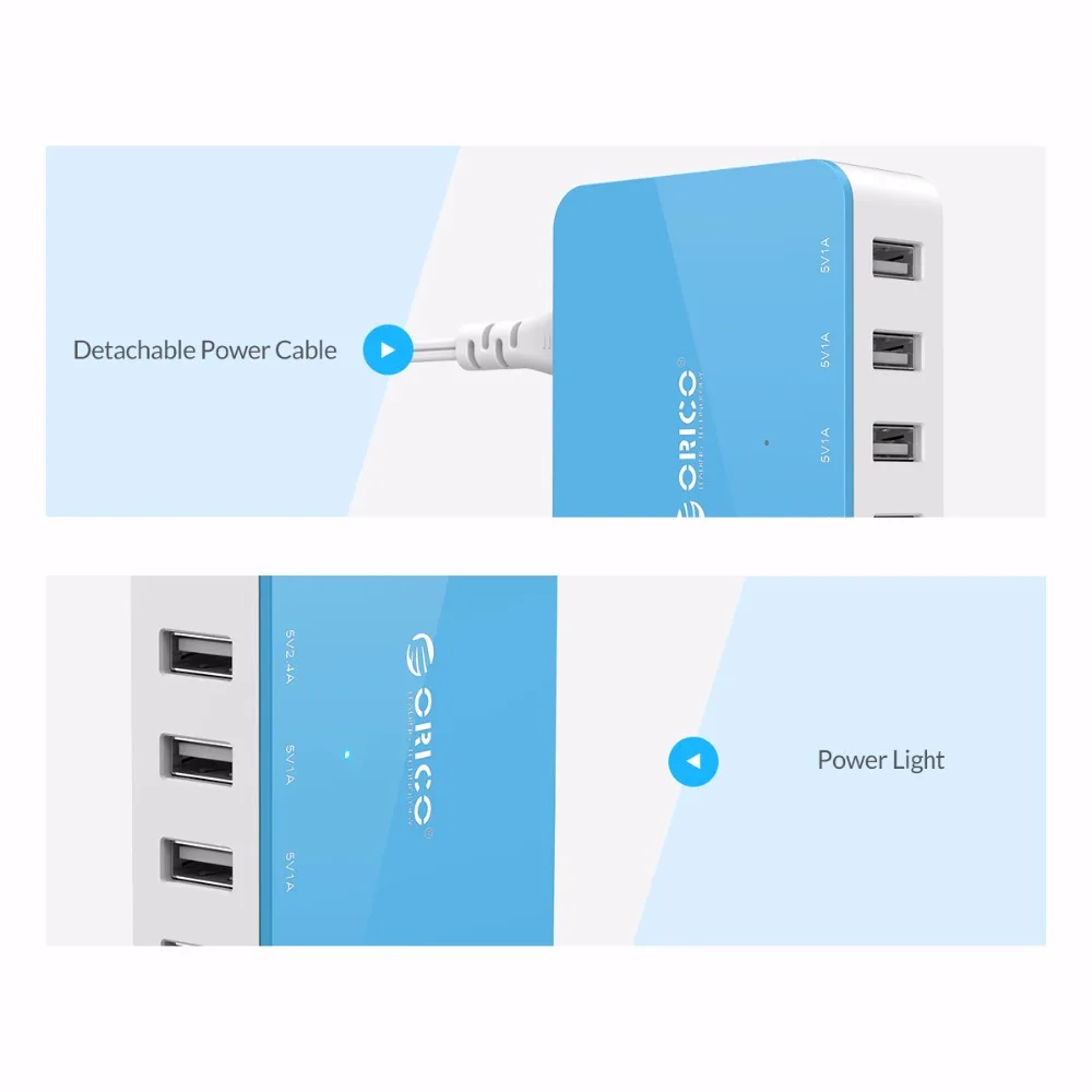 ORICO 5 портов настольное зарядное устройство с адаптером питания 5В 2.4A USB для Xiaomi