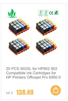 20 шт 902XL для hp 902 902 совместимые чернильные картриджи для hp принтеры Officejet Pro 6950 6958 6954 6960 6962 принтер
