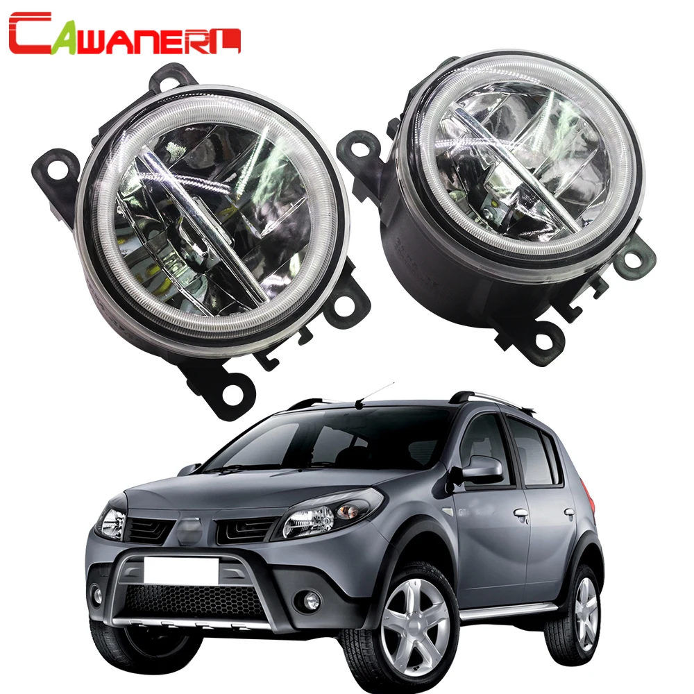 Cawanerl для 2008- Renault Sandero/Stepway хэтчбек Автомобильный светодиодный противотуманный светильник+ Ангел глаз DRL Дневной ходовой светильник 12 В 2 штуки