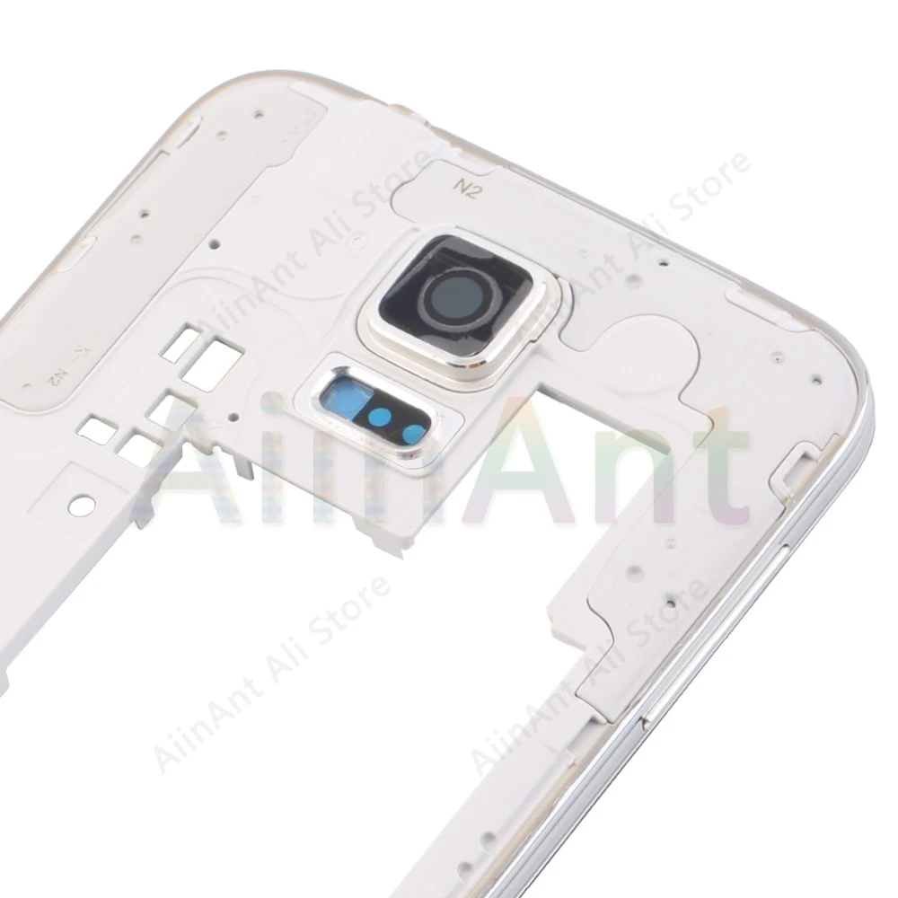 For Samsung Galaxy S5 G900 G900H G900F Middle Bezel Plate Front Frame Housing Cover With Camera Glass Ring Gold Silver |