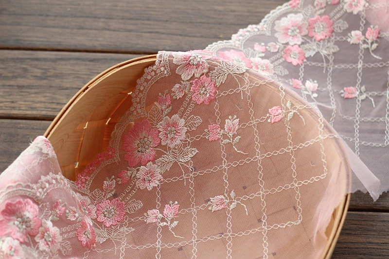 2 ярдов/партия 7 88 см в ширину вышитый тюль сетка с кружевной отделкой лентой ~