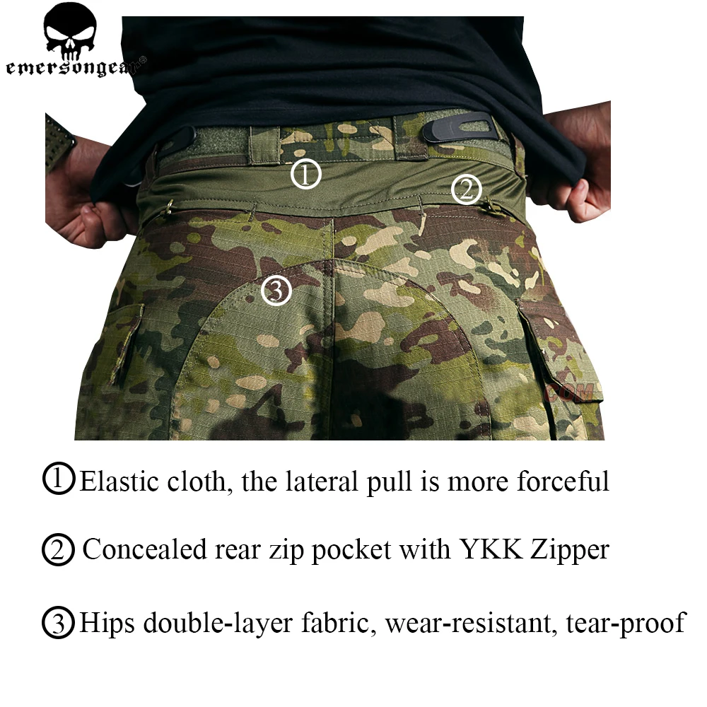 Фото Военные штаны EMERSONGEAR, тактические штаны для охоты, с наколенниками, Мультикам, тропическим, страйкболом, тактические штаны для пейнтбола №4