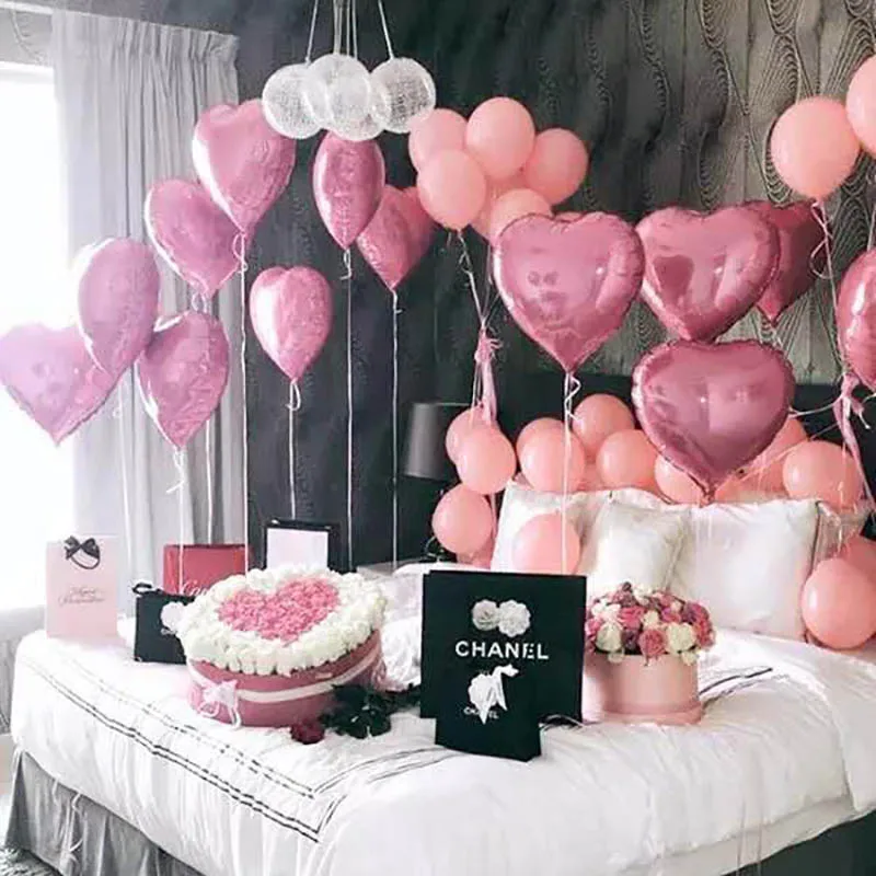 

50/100pcs 10inch five pointed star heart shaped foil balloon wedding birthday party decor pure color Inflatable globos Air Balls