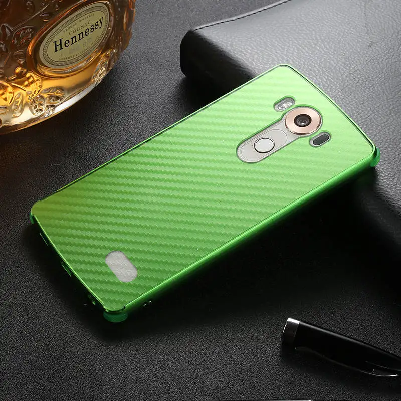 Zinkgelb Новинка года для LG V10 чехол Роскошный блеск тонкий жесткий металлический бампер+ углеродного волокна бронированный противоударный чехол-накладка для телефона чехол - Цвет: green