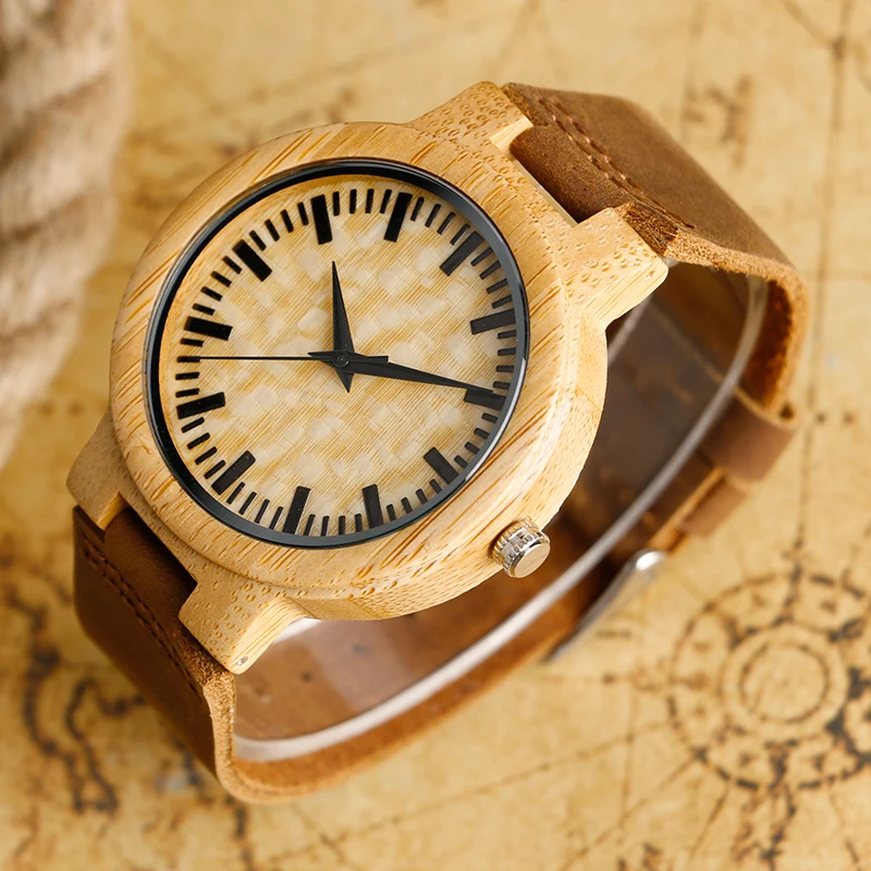 Женские винтажные наручные часы с деревянным ремешком японские кварцевые