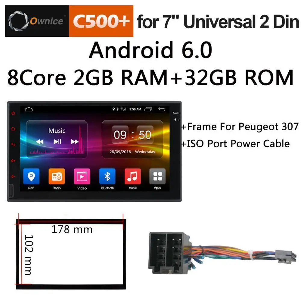 G Peugeot CableFrame Ownice C500 G10 Octa 8 Core Android головное устройство Поддержка 4 аппарат не привязан к оператору сотовой связи сим сети автомобиля gps 2 din универсальный автомобильный Радио dvd мультимедиа плеер - Цвет: G Peugeot CableFrame