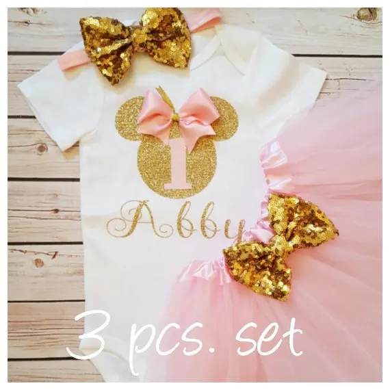 Персонализировать имя я тоже для милых девочек Мыши baby shower 1st боди на день