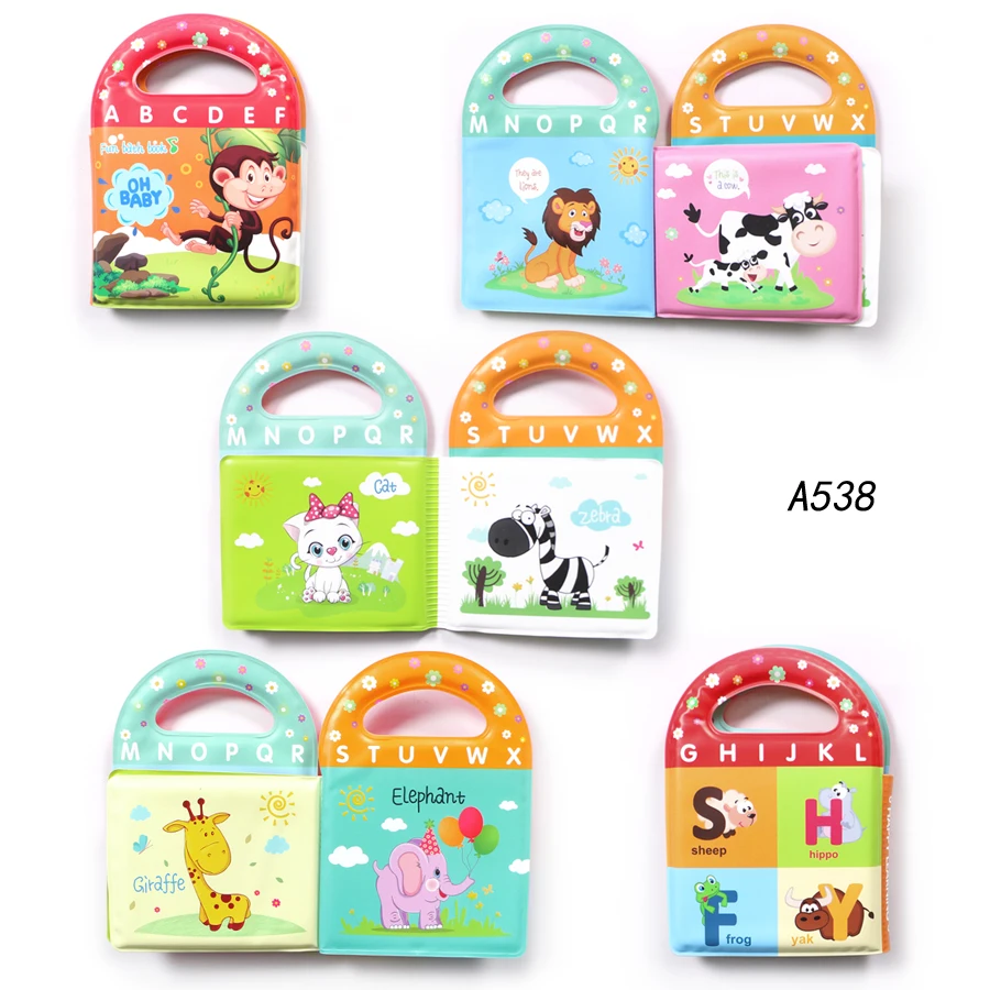 Bath Books Baby Education Cogintive Floating Toys Bathroom Bathing Toy EVA Book Waterproof With BB Whistle Cartoon Animal Toys