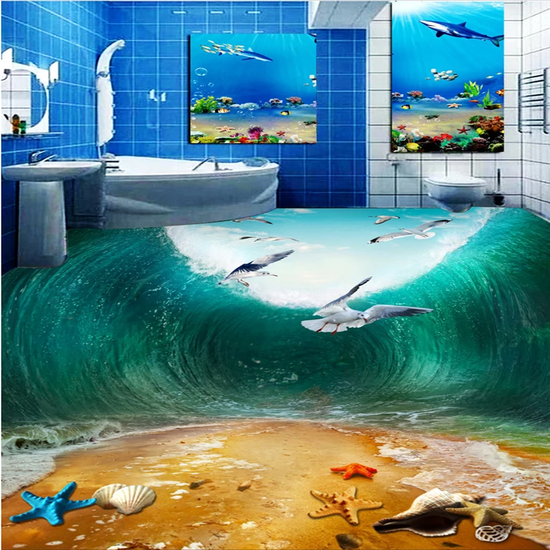 3D обои beibehang для пляжа ванной спальни|photo wallpaper|3d flooringfloor photo |