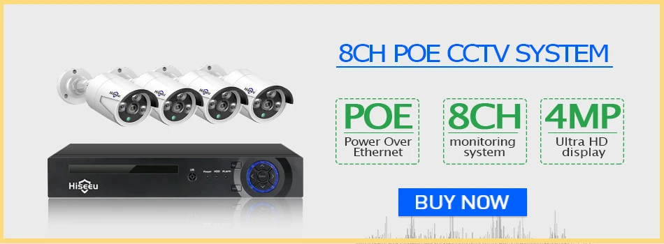 Hiseeu H.265 H.264 4/8CH POE NVR ip-камера безопасности Видео система наблюдения CCTV P2P ONVIF 2MP/5MP сетевой видеорегистратор