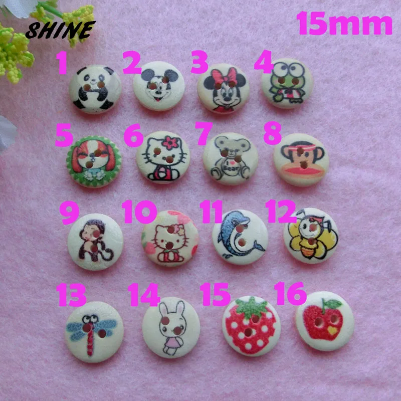 

SHINE Wooden Sewing Buttons Scrapbooking Round Mixed Two Holes Pattern 15mm Dia. 50 PCs Costura Botones Decorate bottoni botoes