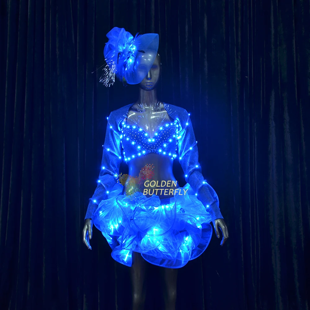 Светодиодное платье свадебные платья светящиеся короткие светящаяся одежда