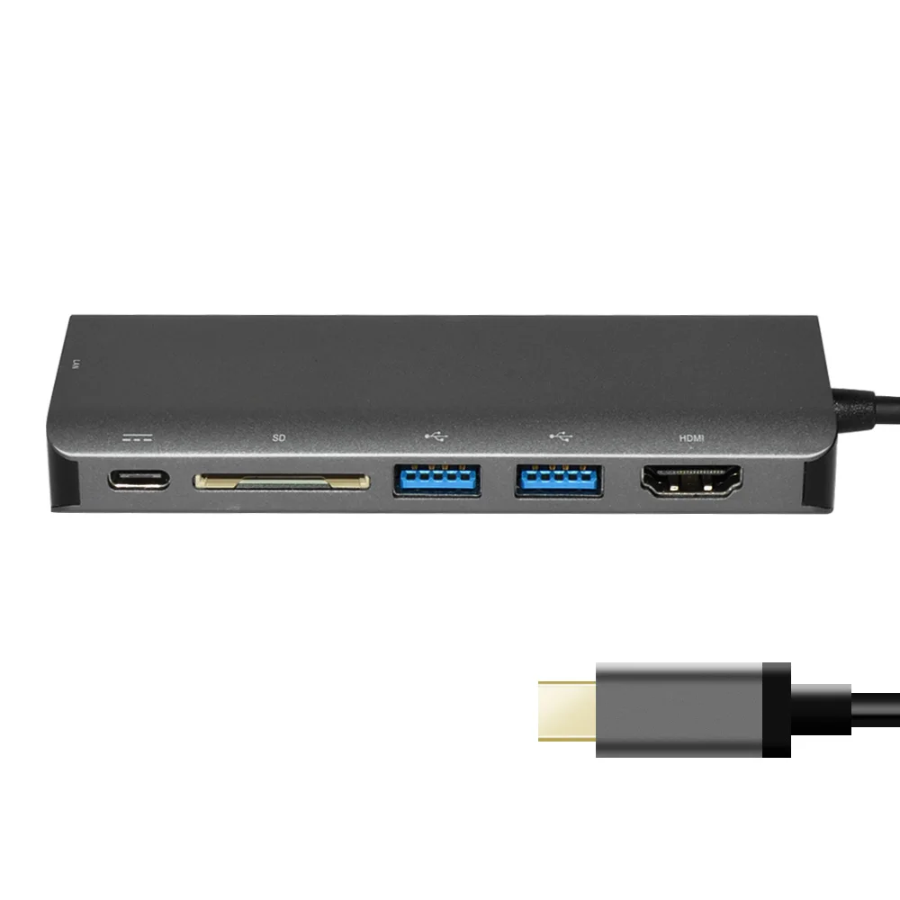 Адаптер USB C к Ethernet с разъемом HDMI 3 0 6 портов RJ45 Lan Сетевой адаптер для Macbook PD|usb c to