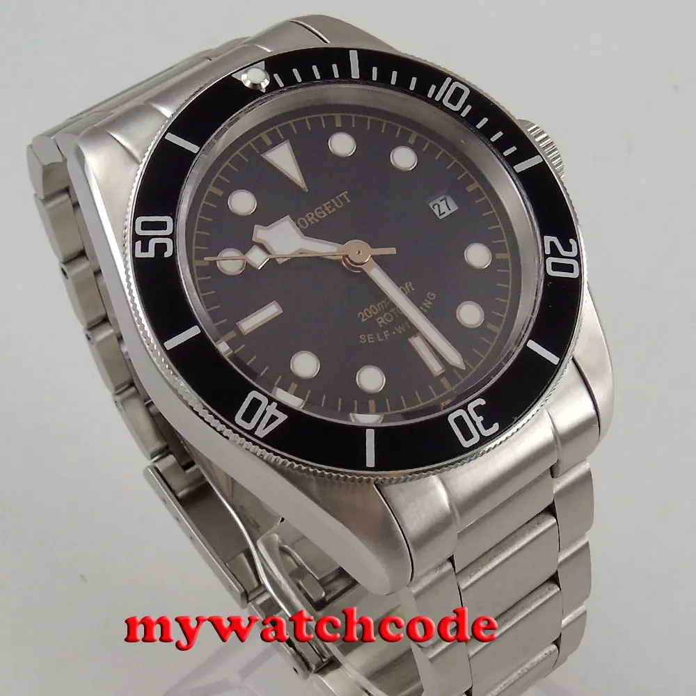 Мужские автоматические часы с сапфировым стеклом и датой 41 мм | Наручные