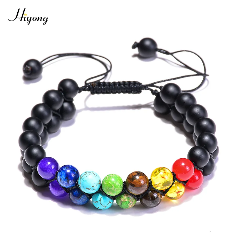 Chakra bracelet 7 Чакра браслет для мужчин Wome Lava Rock Ароматерапия Эфирные масла диффузор браслет плетеный натуральный камень Бусины В Стиле Йоги браслеты - Окраска металла: Chakra bracelet