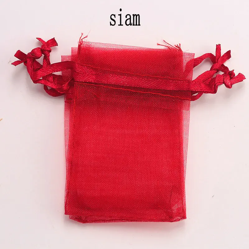 siam 16 цветов, 100 шт./лот, 9*12 см, органза, рождественские, свадебные подарочные сумки, мешок для конфет, упаковка ювелирных изделий, тянущиеся сумки и мешочек из органзы - Цвет: siam