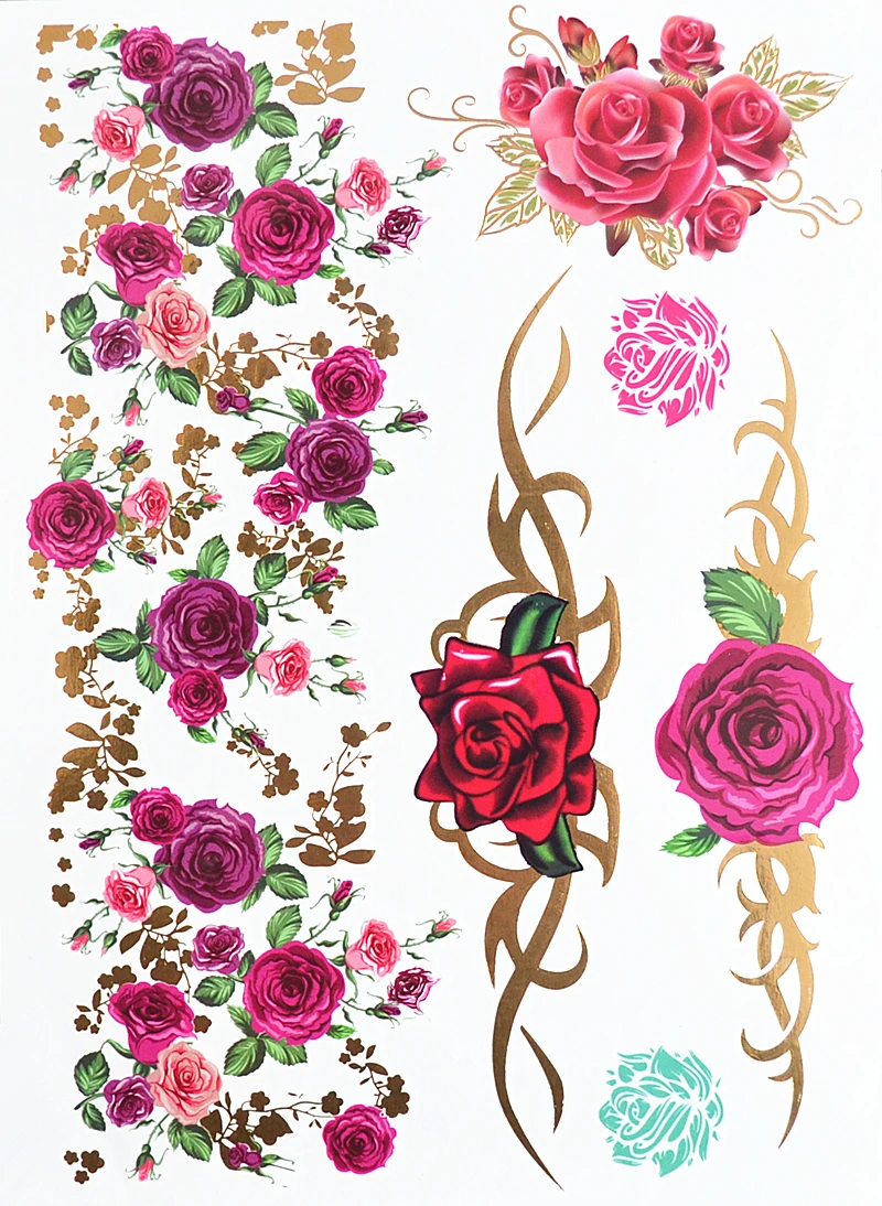 Лучшая трендовая Татуировка #388 в стиле бохо с цветами и розой временная
