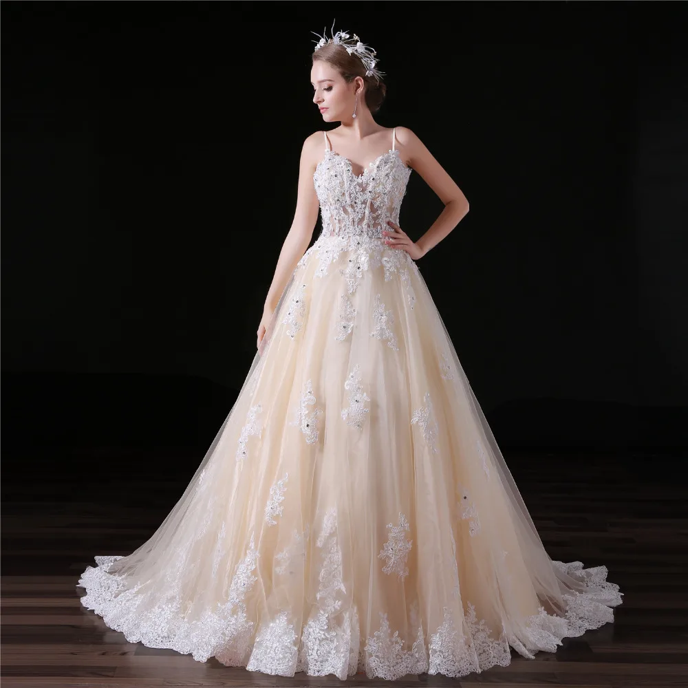 Gsbridal Милая Кружево цветок топ ручной линия свадебное платье новое поступление |