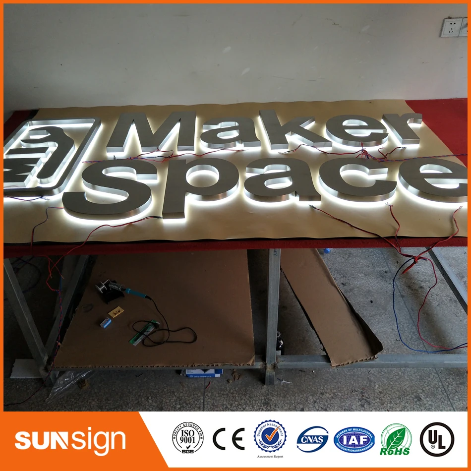 Factory Outlet outdoor metal backlit led letters sign for building