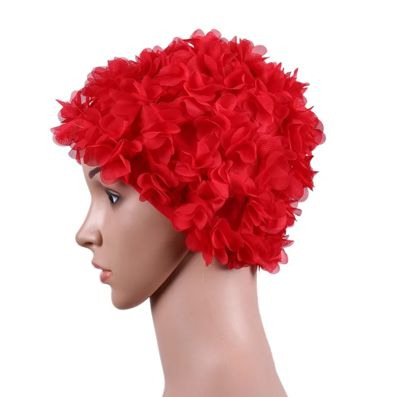 

1pcs Three dimensional flower petals ladies swimming cap Vintage Floral Swimming Hat Flower Bathing Cap