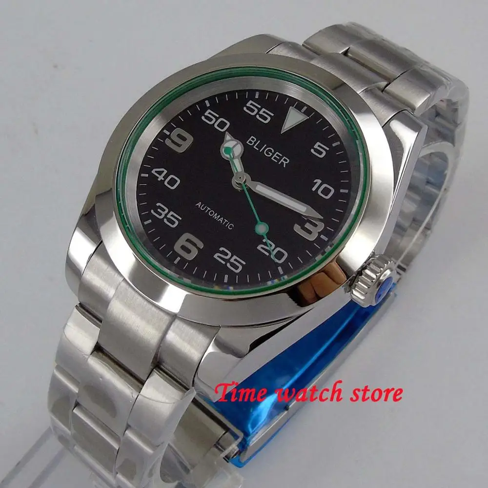Bliger logo Standard Новинка, механические наручные часы Bliger Miyota, 40 мм, водонепроницаемые, нержавеющая сталь, черный циферблат, светящаяся Дата, сапфировое покрытие, 180 - Цвет: Bliger logo Standard