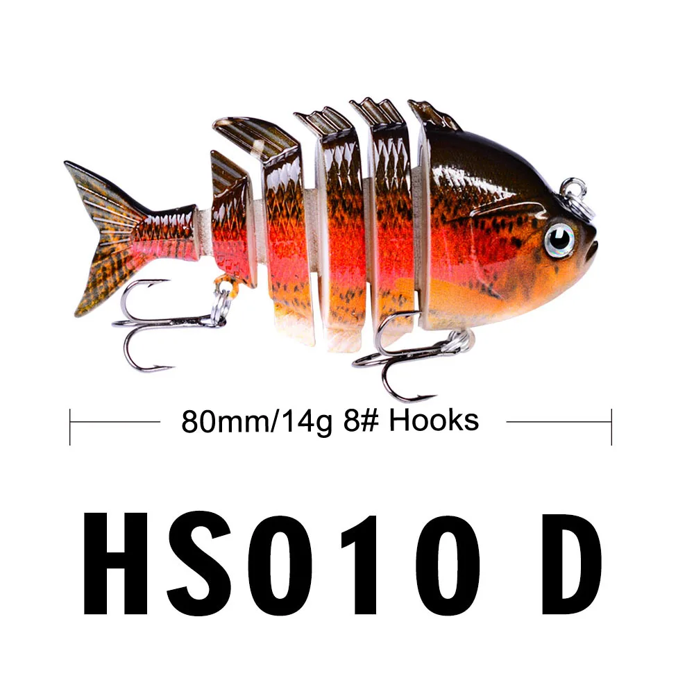 FLYBASS 1 шт. Новый 6 секций рыболовная приманка 0 501 унц.-14 21 г/8 см-3 15 "Swimbait 8 # черный