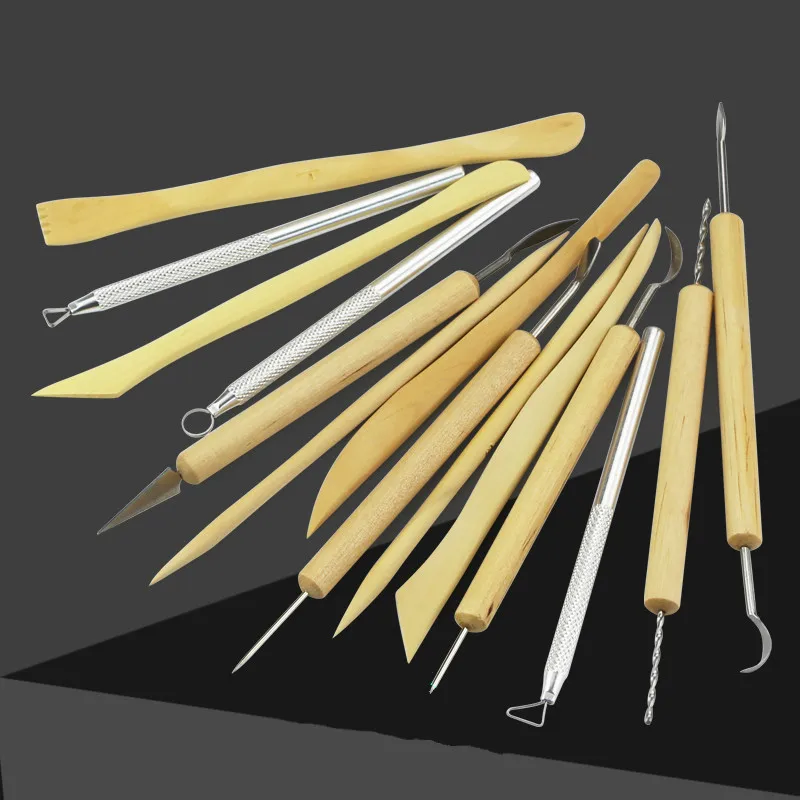 1 set DIY Arts Crafts Clay Sculpting Tools Pottery Carving Set Ceramics Wooden Handle Modeling | Дом и сад