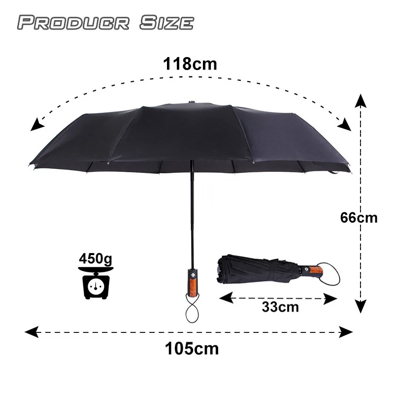 Высококачественный зонт из искусственной механики с деревянной текстурой