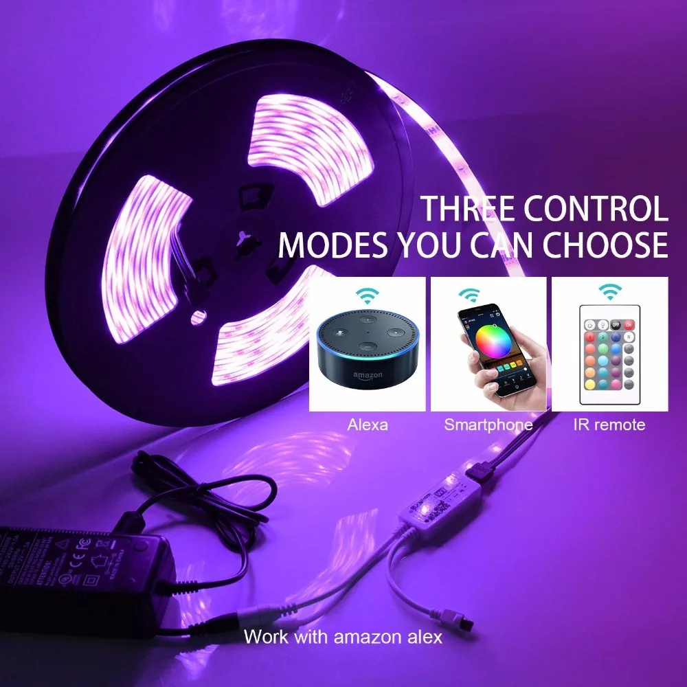 5M 5050 RGB WI FI Светодиодные ленты светильник Водонепроницаемый 10 м Светодиодная