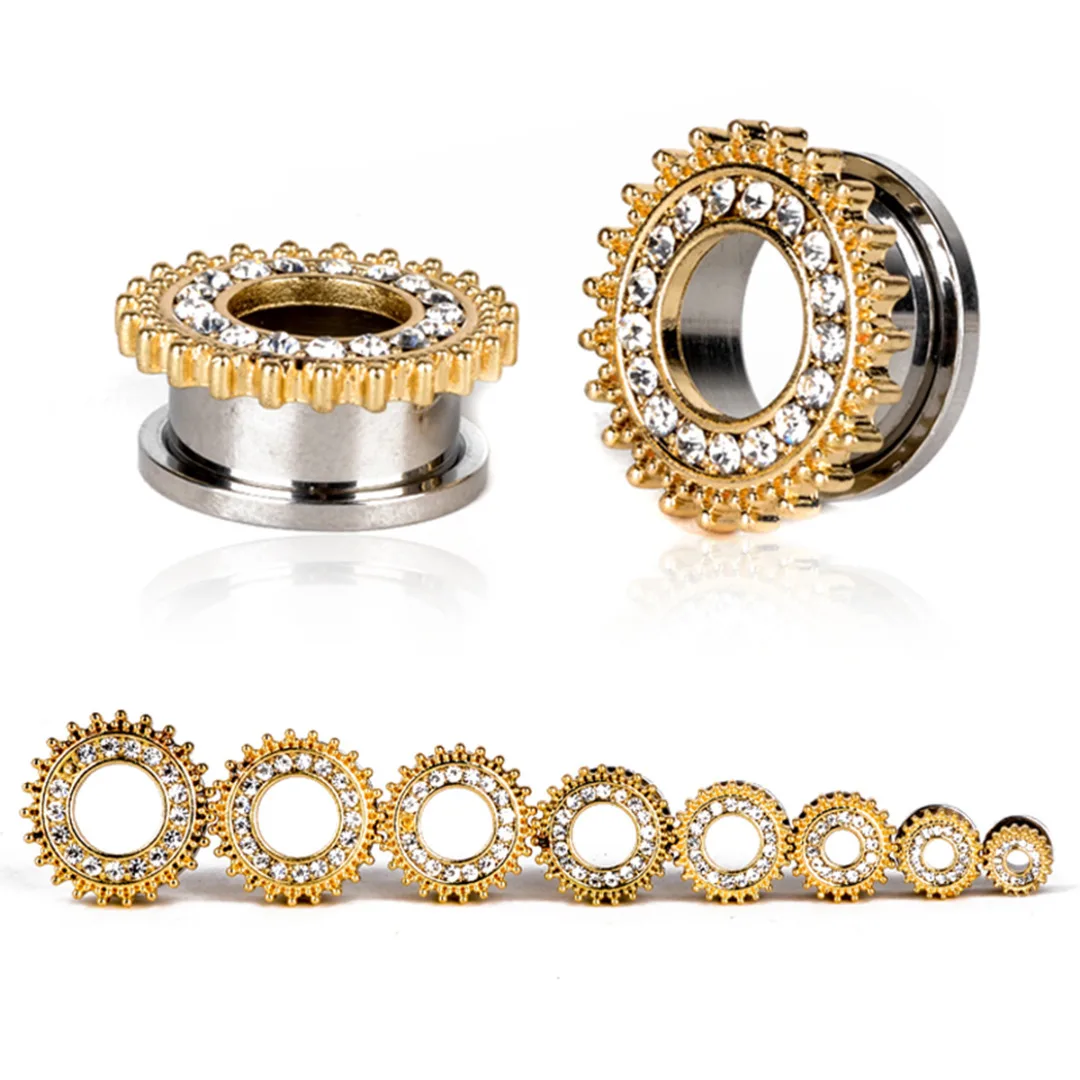 Эспандер для ушей пирсинг ювелирное изделие 1 пара нержавеющая сталь кристалл