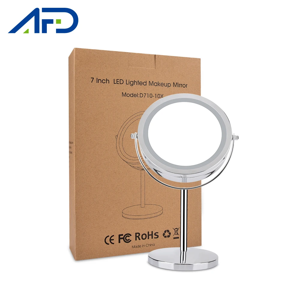 

7 Inch LED Table Makeup Mirror Double Face 10x Magnification Mirror with LED Light for Living Room Bathroom Cosmetic Mirrors