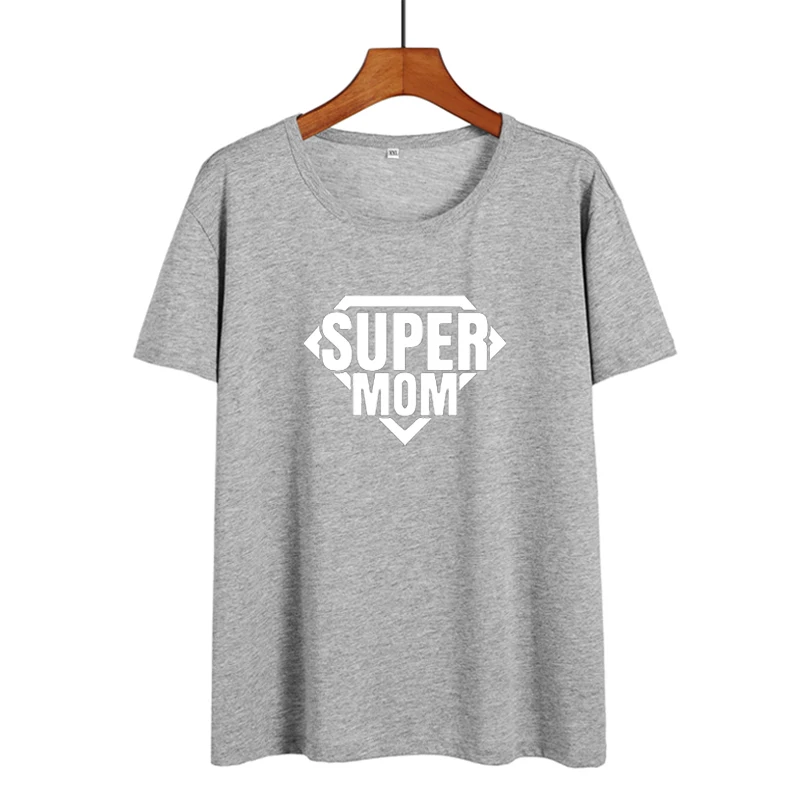 Футболка с надписью Super Mom хлопковая для женщин на лето 2019|Футболки| |
