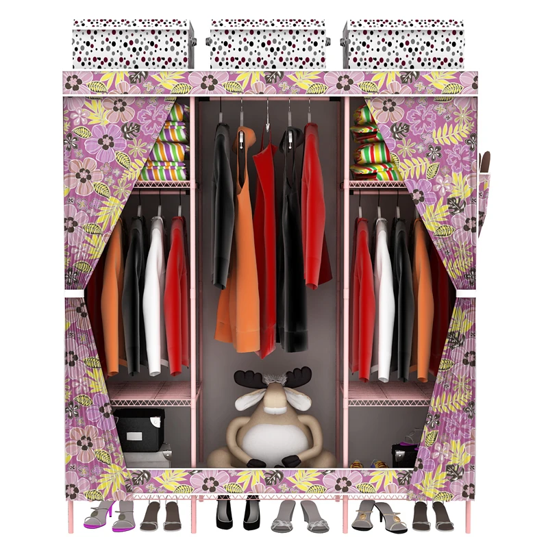 Cabinet product family oxford simple wardrobe door curtain mesh shelving structure of large capacity | Мебель