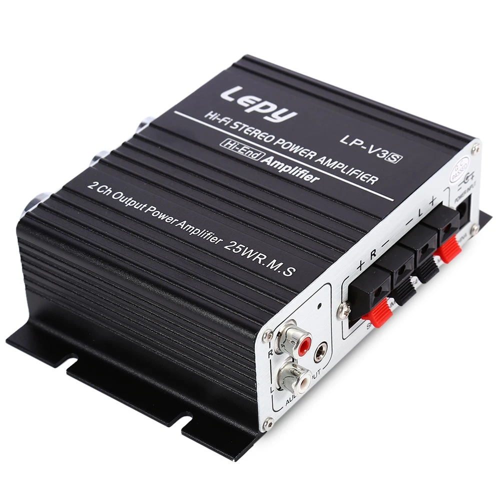 Lepy LP-V3 Mini Hi-Fi Stereo Digital Bass Output Power Amplifier 12V MP3 Car Audio Amplificador 2CH Speaker with Volume Control |