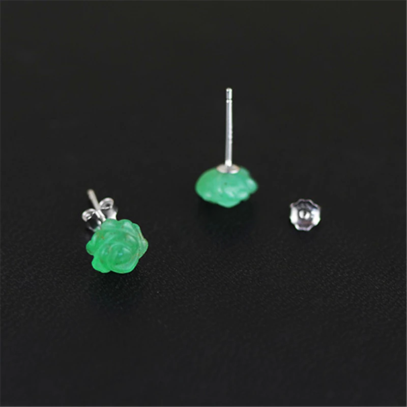 Серьги гвоздики Lotus Fun из настоящего серебра 925 пробы с натуральным камнем