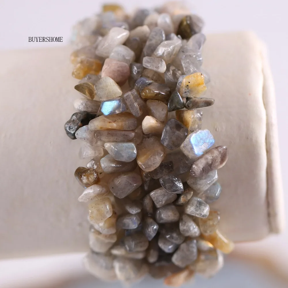 Free Shipping Gift For Women Jewelry Set Irregular Shape Chip Beads Natural Stone Gray Labradorite Necklace Bracelet | Украшения и