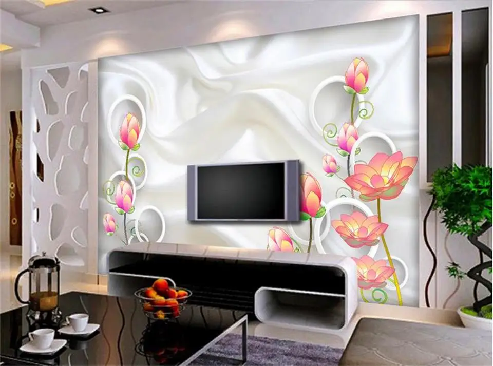 Фотообои 3D с изображением рисунка вручную нарисованных цветов, большое произведение искусства на стене, фон для декора дома в гостиной из шелка, изготовленные из нетканого материала.
