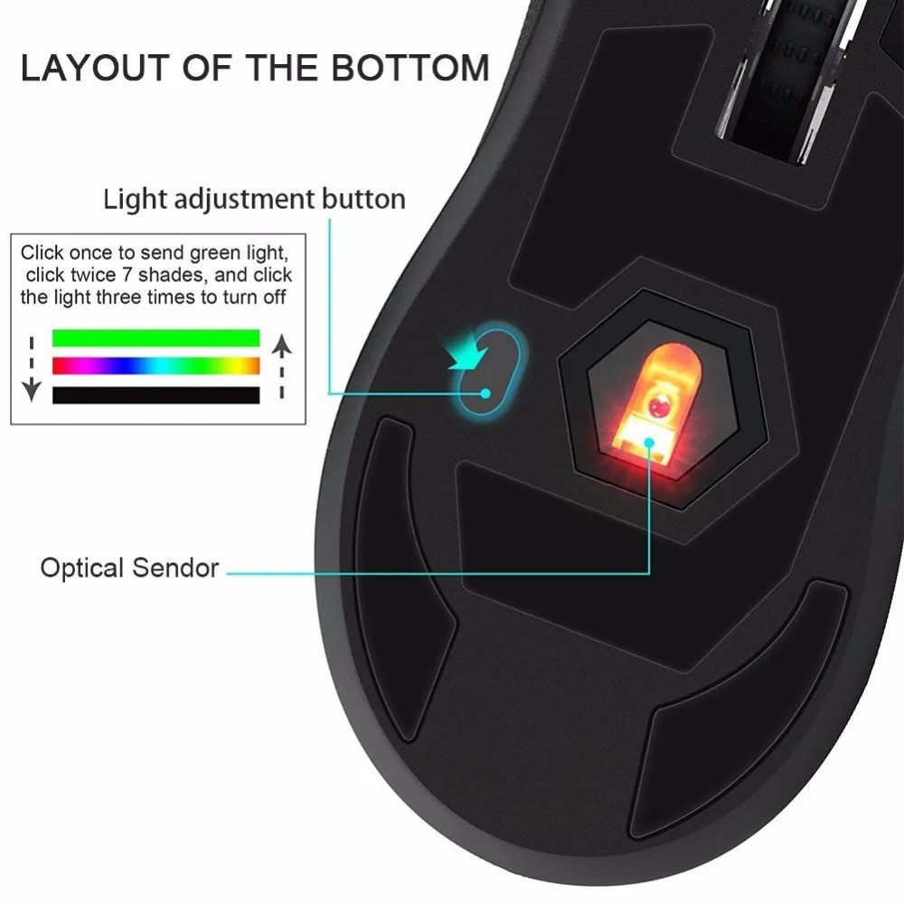 Мышь игровая Sago M88 с RGB подсветкой 8 программируемых кнопок 1000/2000/3000/4000 DPI|gaming
