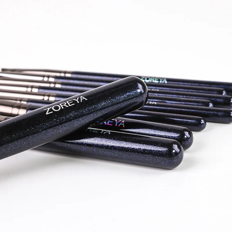 Zoreya Brand Super Soft Synthetic Hair Powder Sky Blue Makeup Brush Kit Highlighter Blush Blending Eye Shadow Brushes Set 9pcs