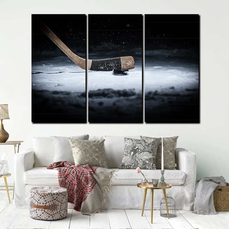Modern minimalist sports triple winter hockey computer inkjet decorative painting without frame | Дом и сад