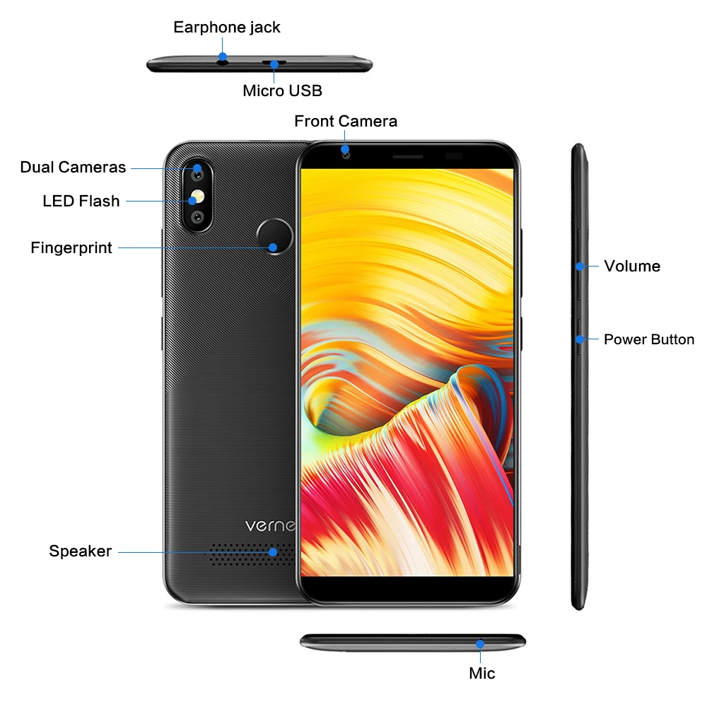 Vernee T3 Pro 4G Phablet 5 дюймовый Android 8 1 MTK6739 4 ядра 3 GB Оперативная память 16 Гб Встроенная