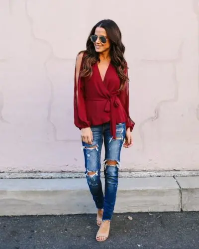 Женская блузка с V образным вырезом 4 цвета|blouse hot|blouse fashionfashion blouses |