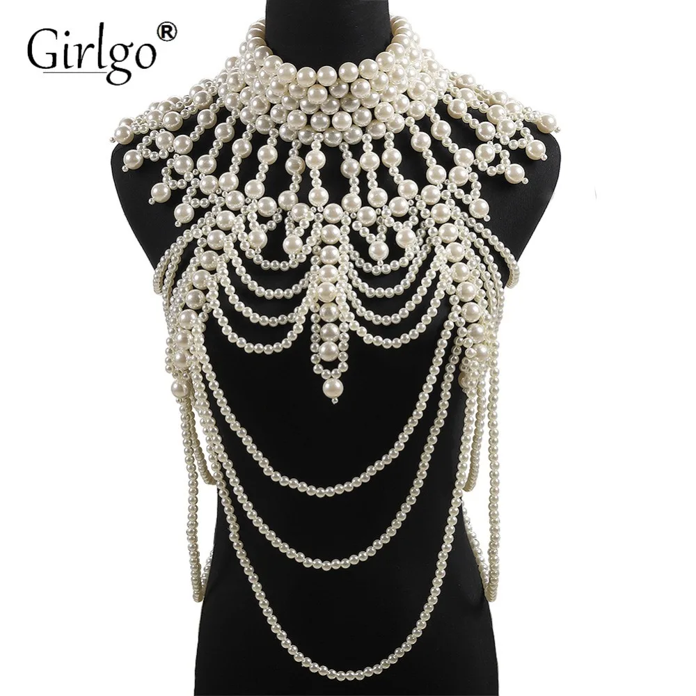 Girlgo модное большое массивное женское ожерелье с искусственным жемчугом для свадебной вечеринки Роскошные преувеличенные аксессуары ювелирные изделия