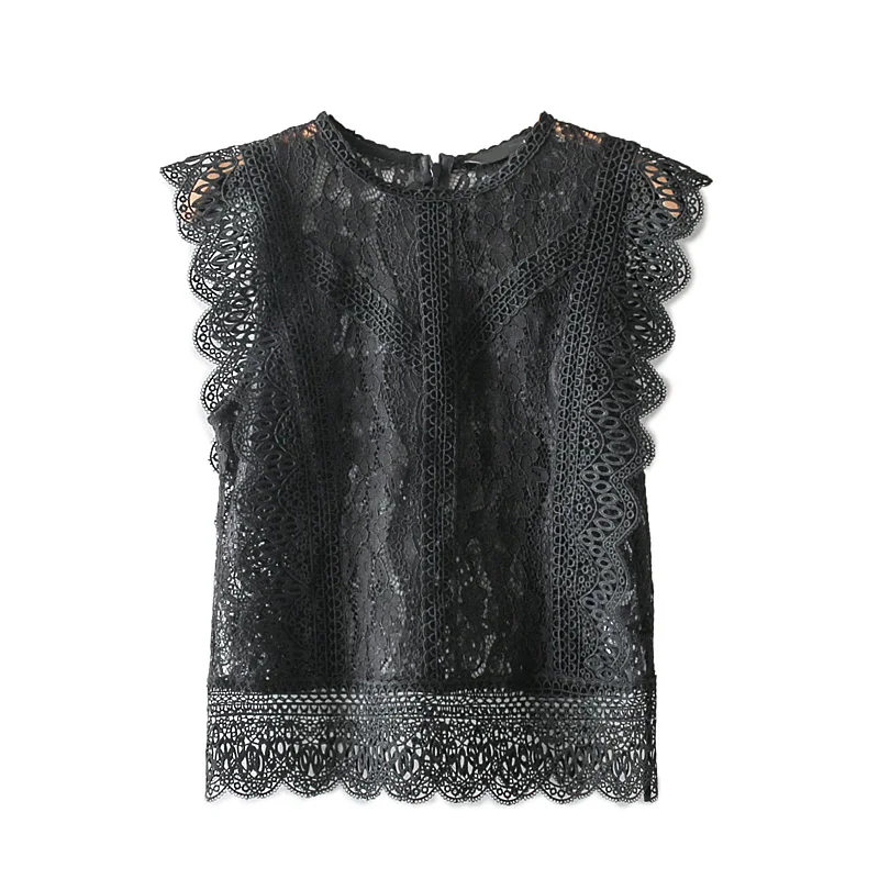 Винтаж blusas дамы рюшами Женские топы и блузки женские рубашки без рукавов черного