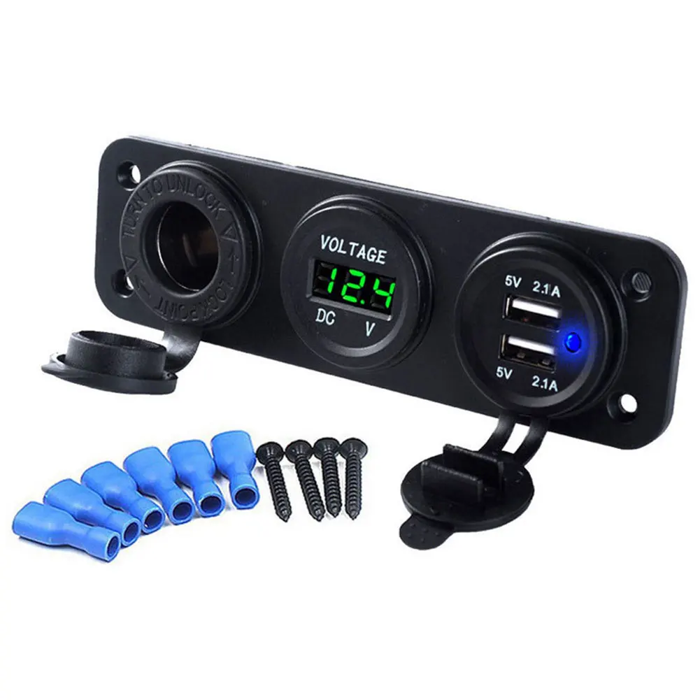 Универсальный с двойным портом USB Панель гнездо адаптера питания автомобильный