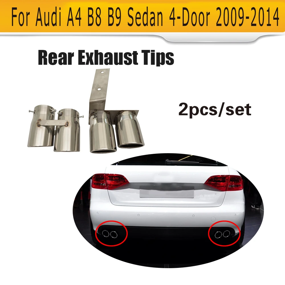 

Quad Exhaust Dual Outlet Car Exhaust Tips Muffler End Pipes for Audi A4 B8 B9 09-14 Non Sline