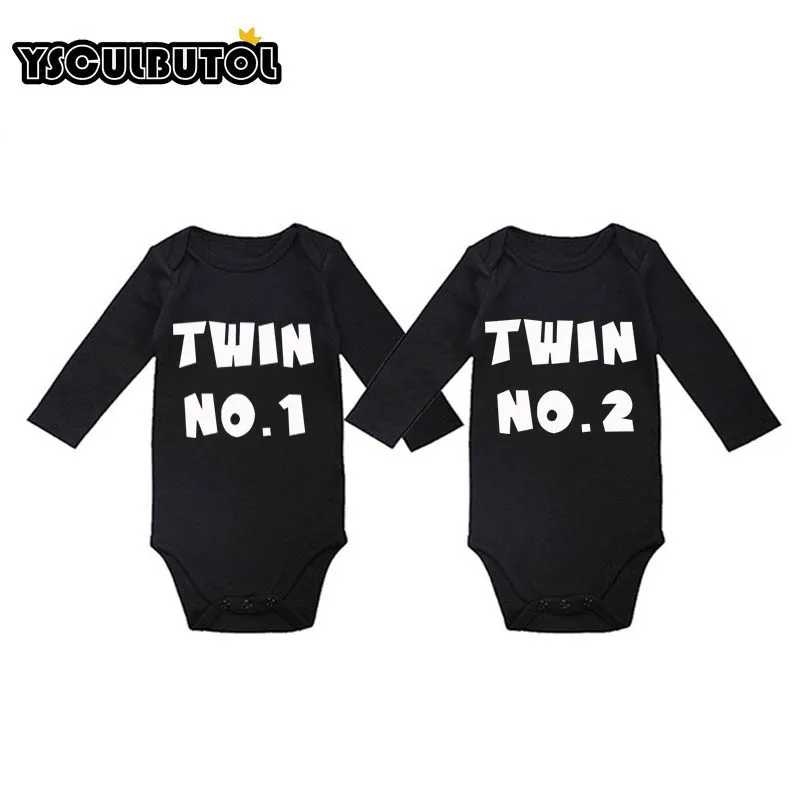 YSCULBUTOL Baby Twins 2 шт./лот twin No.1 No.2 Белое и черное детское боди с коротким рукавом |