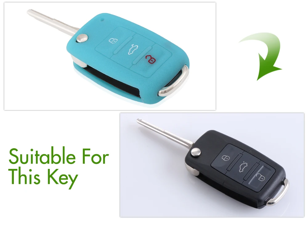 Светящийся силиконовый чехол с 3 кнопками для автомобильного ключа VW Golf Bora Jetta POLO