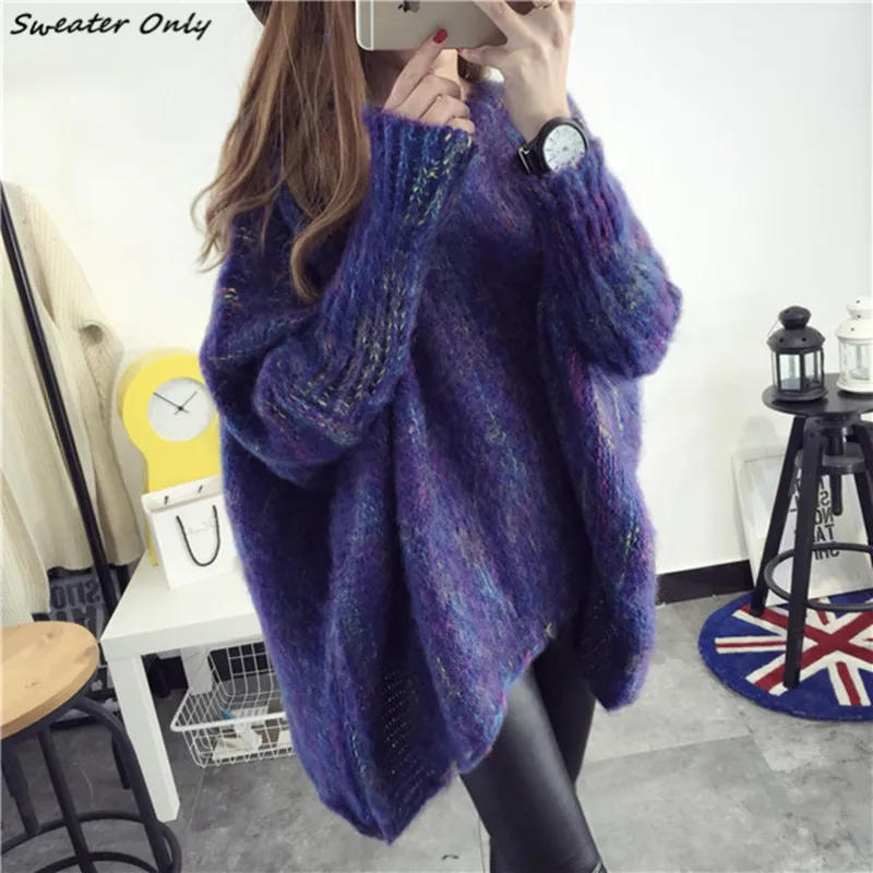 Женский трикотажный пуловер с рукавом летучая мышь на осень/зиму | Женская одежда