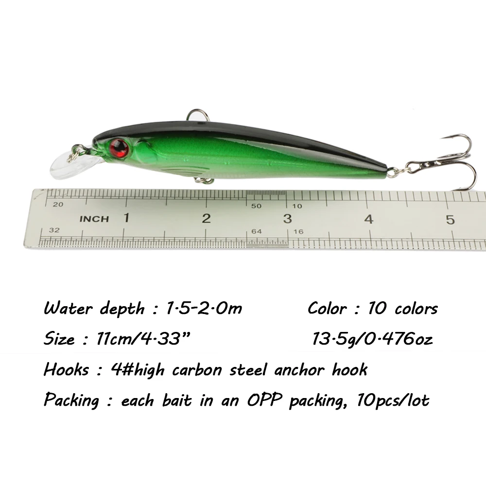 Goture 10 шт./лот 11 см/13.5 г Minnow Рыболовные Приманки Воблеры Crankbait Жесткий